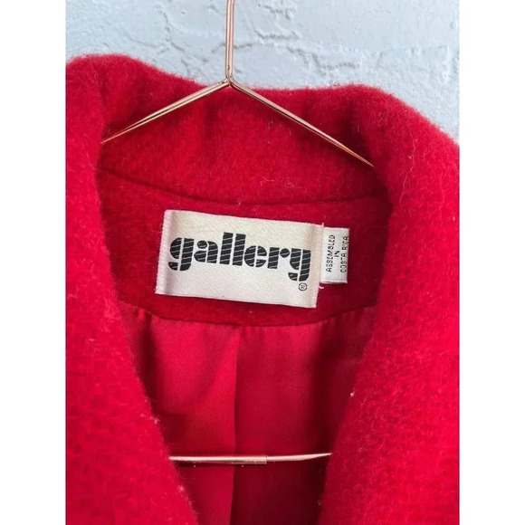 Gallery Womens Long Trench Wool Midi Coat Red Sz 10 - Picture 10 of 14